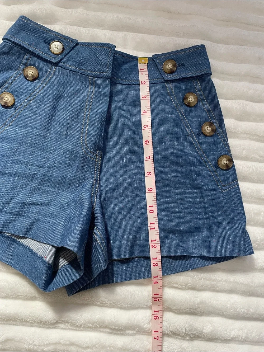 10 Crosby Derek Lam Light Blue Sailor Button High-Waist Shorts - Picture 8 of 16